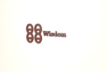Illustration of Wisdom with brown text on light background