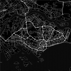 Fototapeta premium Dark area map of Singapore