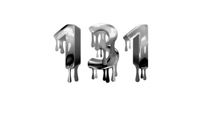 silver dripping number 131 with white background