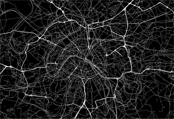 Stoff pro Meter Dunkle Karte von Paris, Frankreich © netsign