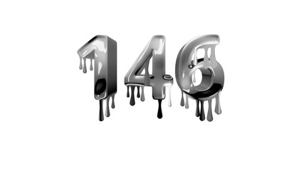 silver dripping number 146 with white background