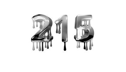 silver dripping number 215 with white background