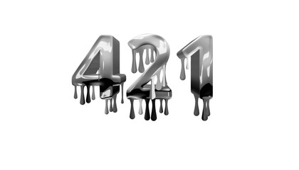 silver dripping number 421 with white background