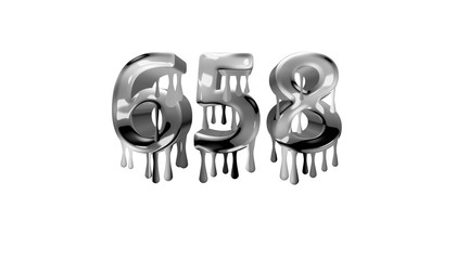 silver dripping number 658 with white background