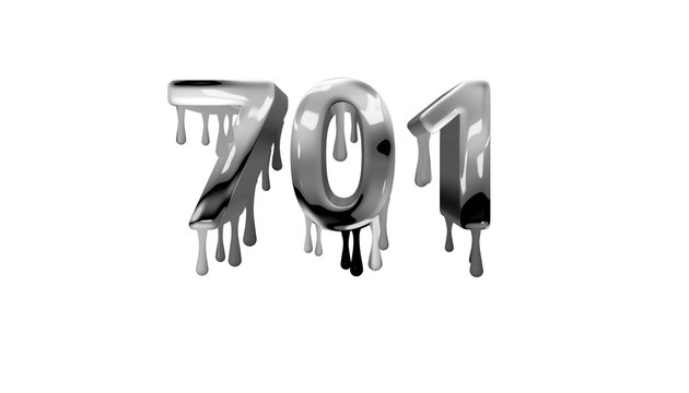 silver dripping number 701 with white background