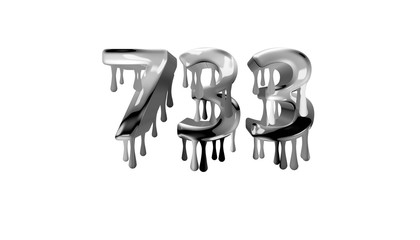 silver dripping number 733 with white background