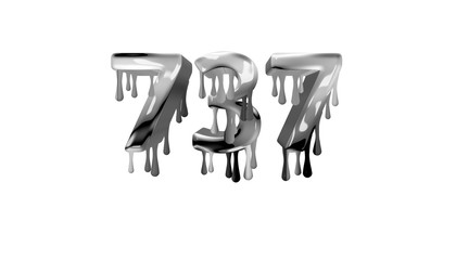 silver dripping number 737 with white background