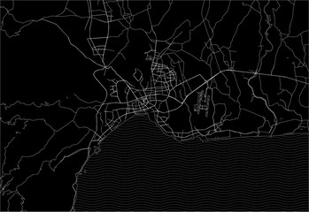 Dark area map of Antalya, Turkey