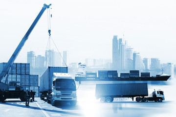 Transportation, import-export, commercial logistic, shipping business industry, container truck,...