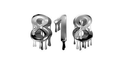 Obraz premium silver dripping number 818 with white background