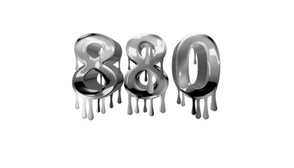 Obraz premium silver dripping number 880 with white background