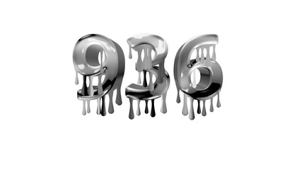 silver dripping number 936 with white background