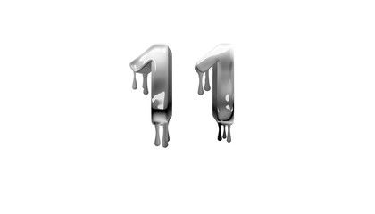 silver dripping number 11 with white background