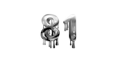 silver dripping number 81 with white background