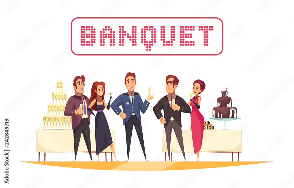 Wall mural Banquet White Background Cartoon Illustration