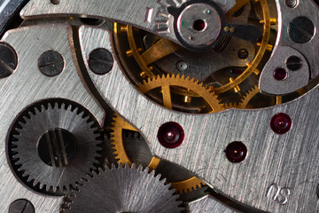 Pocket watch mechanism, closeup, detail