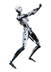3D Rendering Female Robot on White