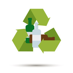 Flat design glass recycling symbol vector
