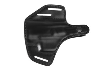 Black leather holster for pistol isolated on white