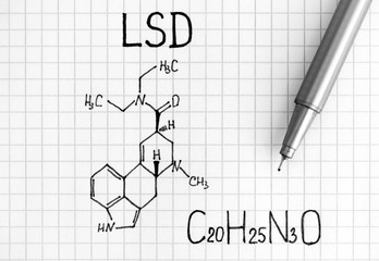 Chemical formula of LSD with black pen.