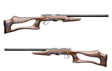 wooden hunting rifle isolated on white