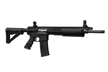 Modern automatic rifle isolated on white