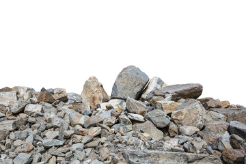 Cliff rock stone located part of the mountain rock isolated on white background.