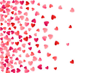 Red flying hearts bright love passion vector background.
