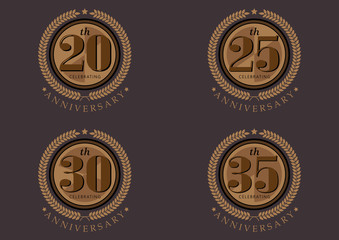 20th anniversary celebrating classic vector logo design set