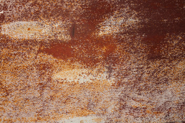 Grunge rusted metal texture. Rusty corrosion and oxidized background. Worn metallic iron panel. Abandoned design wall. Copper bar.
