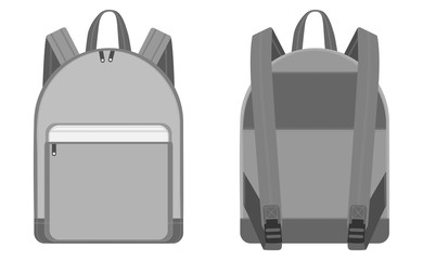 Backpacks for schoolchildren, students, travellers and tourists. Vector illustration flat sketches