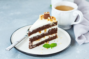 Chocolate cake. selective focus.