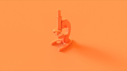 Orange Traditional Microscope 3d illustration 3d render