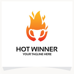 Hot Winner Logo Template Design Vector Inspiration. Icon Design