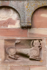 Marmoutier France 11-15-2018. Sculpure in wall at the gothic abbey of Marmoutier in Alsace France
