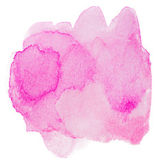 Fototapeta premium Pink colorful watercolor hand drawn stroke isolated paper grain background