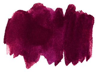dark purple watercolor hand drawn stroke isolated paper grain texture stain on white background for design, decoration. Abstract artistic shape