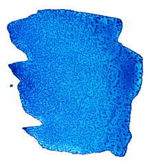 Abstract aquarelle cold color wet brush paint stroke striped element for print, blank. Colorful watercolor blue paper texture hand drawn isolated stain on white background for text, web, design