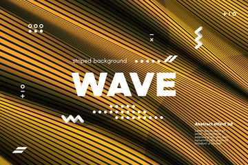 Gold Wave Banner with Distorted Lines.