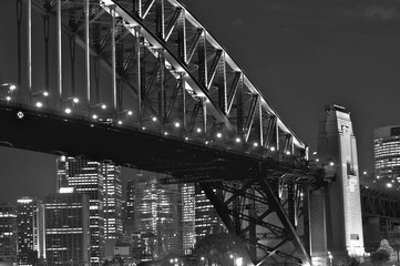 The Sydney Harbour Bridge at night.