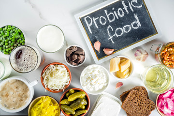 Super Healthy Probiotic Fermented Food Sources - obrazy, fototapety, plakaty