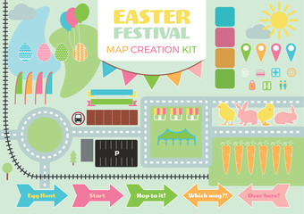 Easter Festival Egg Hunt Sign Creation Spring Map Event Kit Set