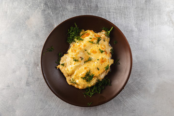 delicious chicken filles pineapple, baked in the oven and topped with melted cheese