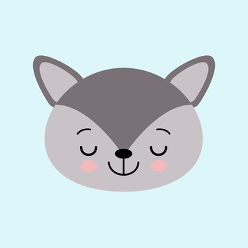 The image of cute little sleeping wolf in cartoon style. Vector children s illustration.