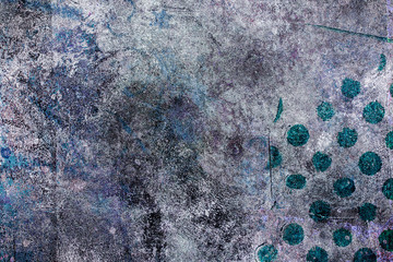 Teal Polkadots on a Grunge Abstract Background