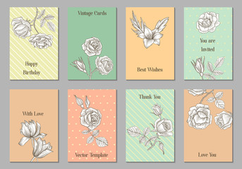 vintage vector floral cards