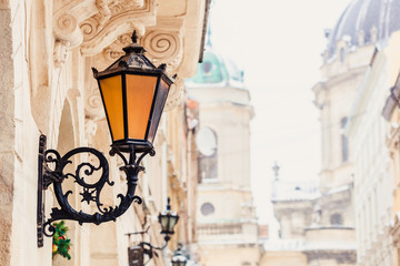 Lantern on the wall in Lviv