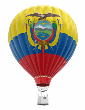 Hot Air Balloon with Ecuadorian Flag. Image with clipping path