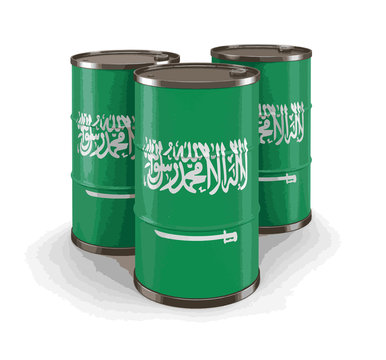 Oil barrel with flag of Saudi Arabia