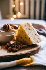 Cheese board, assorted cheese, comfort wine party dinner
